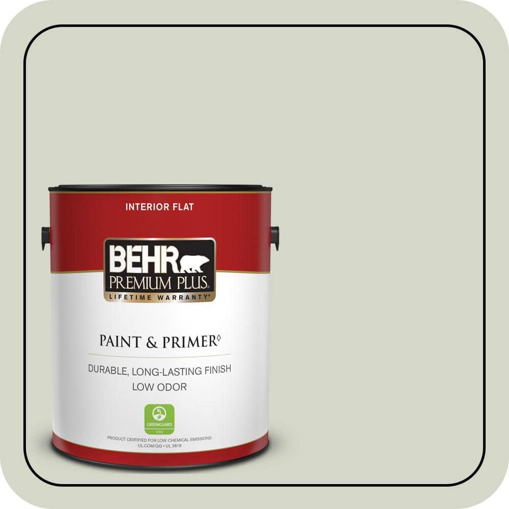 BEHR PREMIUM PLUS 1 gal. #QE-33 Natural Spring Flat Low Odor Interior Paint & Primer