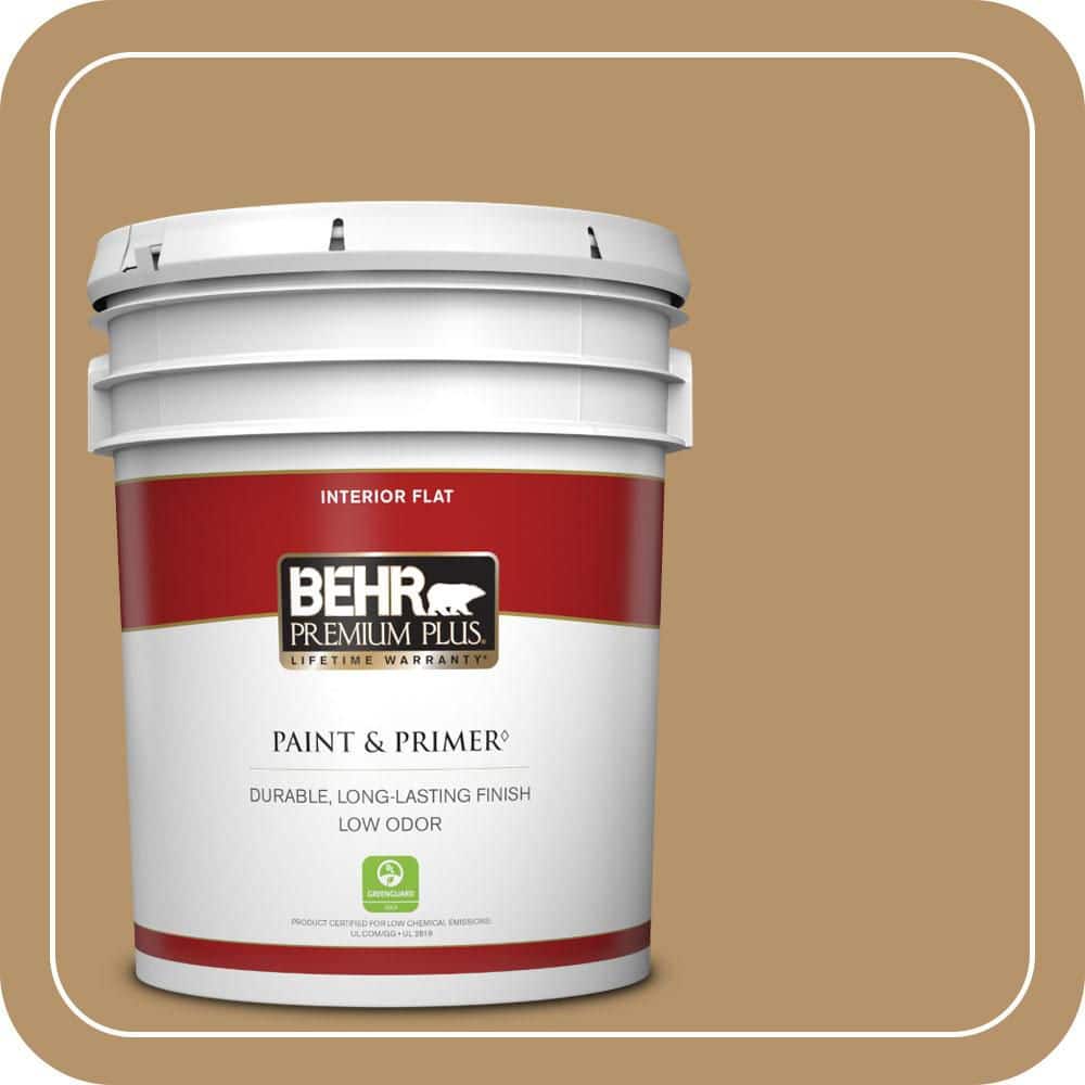 BEHR PREMIUM PLUS 5 gal. #MQ2-15 Baguette Flat Low Odor Interior Paint & Primer