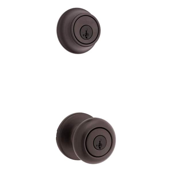 Kwikset Cove Venetian Bronze Keyed Entry Door Knob and Single Cylinder Deadbolt Combo Pack featuring SmartKey and Microban (2)
