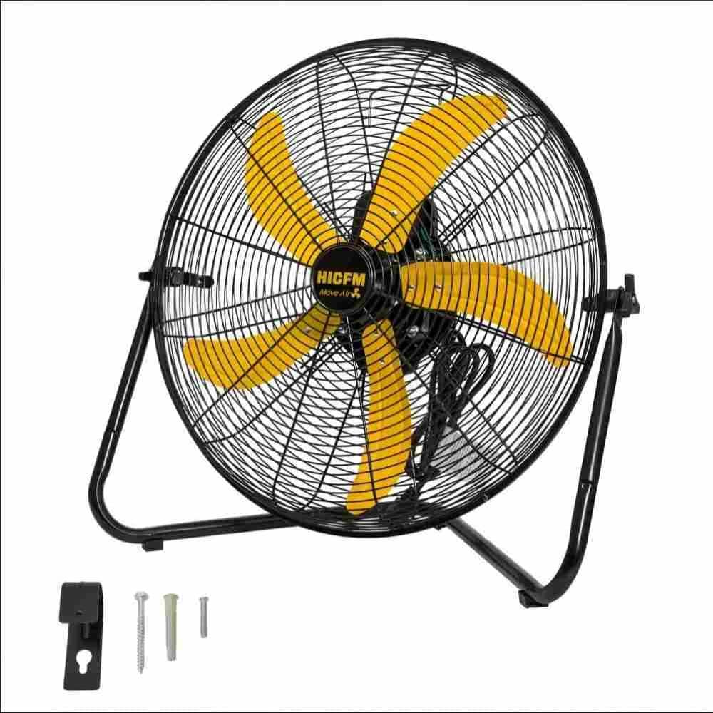 Stbine 20 in. 3 Fan Speeds Heavy Duty Metal Floor Fan in Yellow for Warehouse, Workshop, Factory and Basement (1)