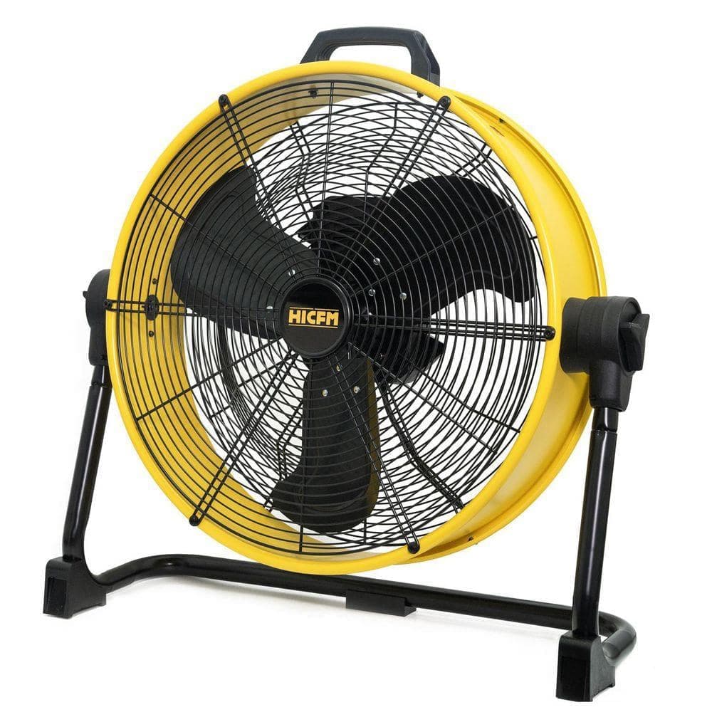 Stbine 20 in. Direct Drive Drum Fan, 6100 CFM High-Velocity Air Circulator with 180° Pivoting Head in Yellow (3)