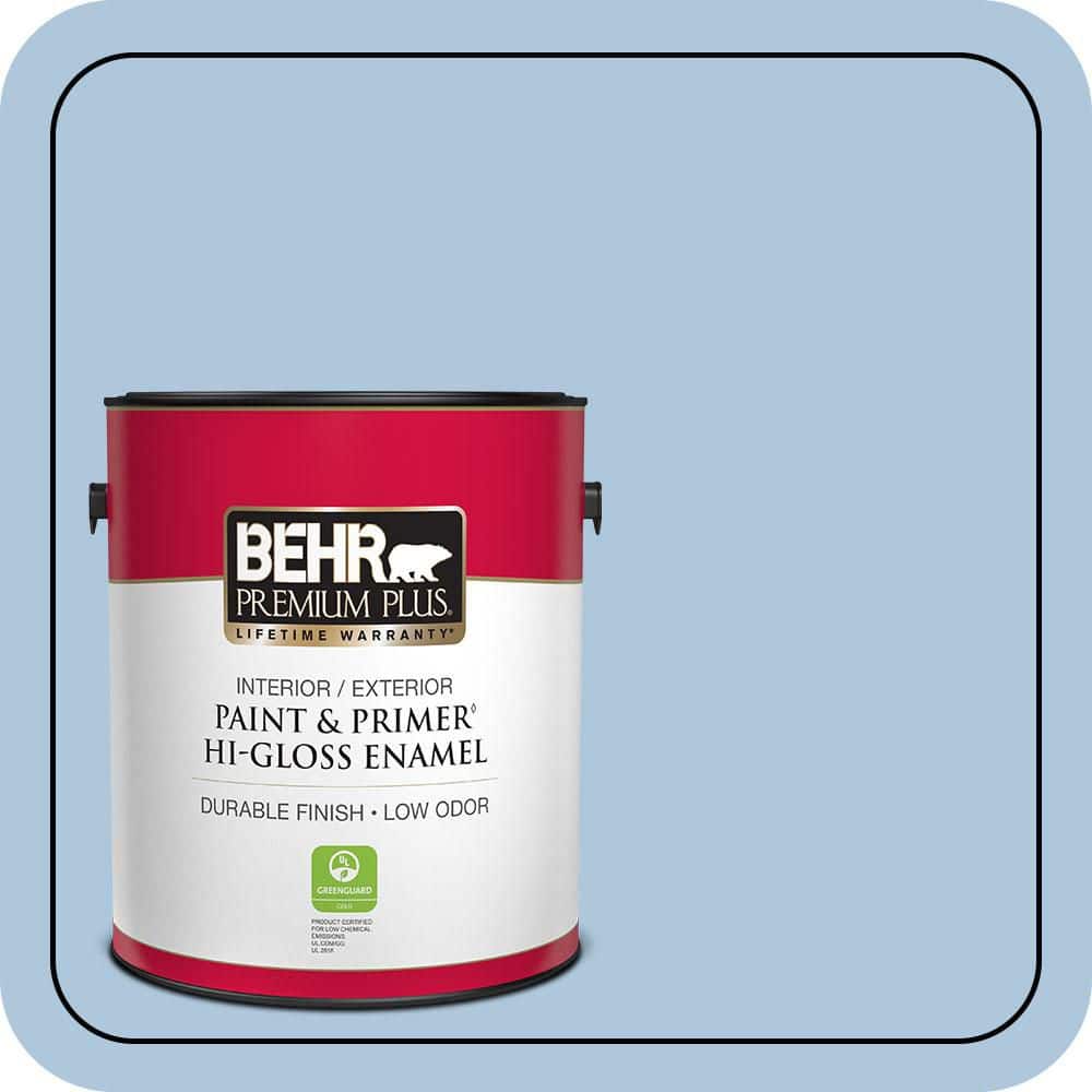 BEHR PREMIUM PLUS 1 gal. #PPU14-13 Caspian Tide Hi-Gloss Enamel Interior/Exterior Paint & Primer