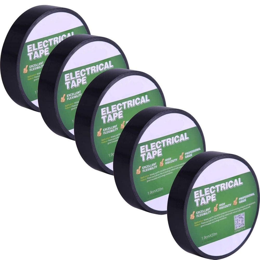 Yichuhaoxi 3/4 in. x 66 ft. Electrical Tape Black 5-Pack Waterproof Weather Resistant Ideal for Indoor Outdoor Use (1)