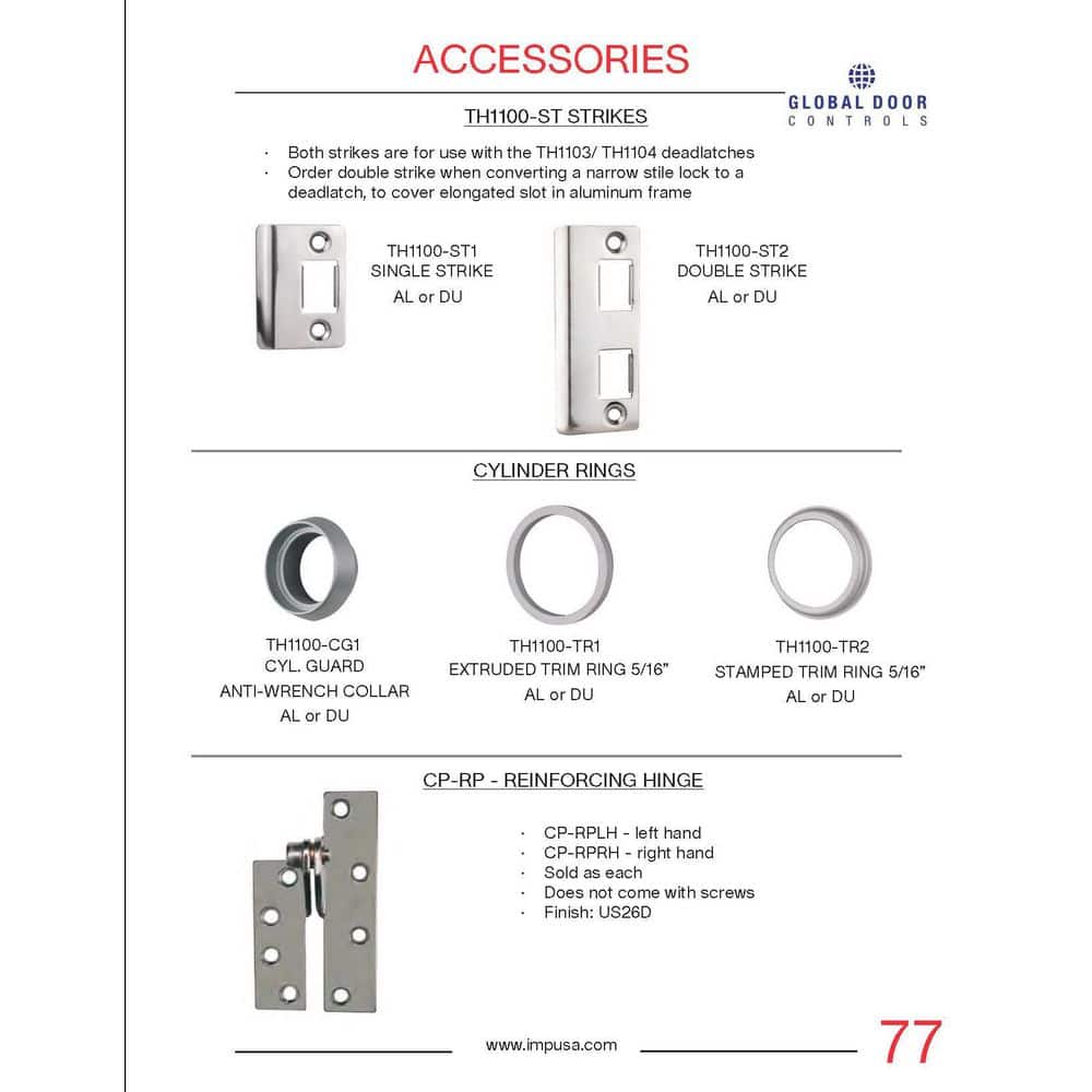 Global Door Controls Aluminum Double Strike for Framed Storefront Door (3)