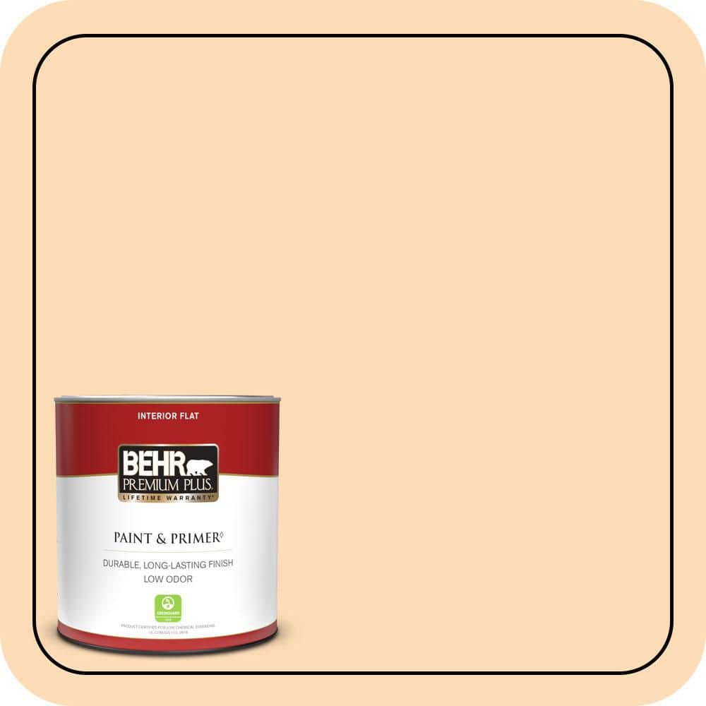 BEHR PREMIUM PLUS 1 qt. #P220-2 Peche Flat Low Odor Interior Paint & Primer