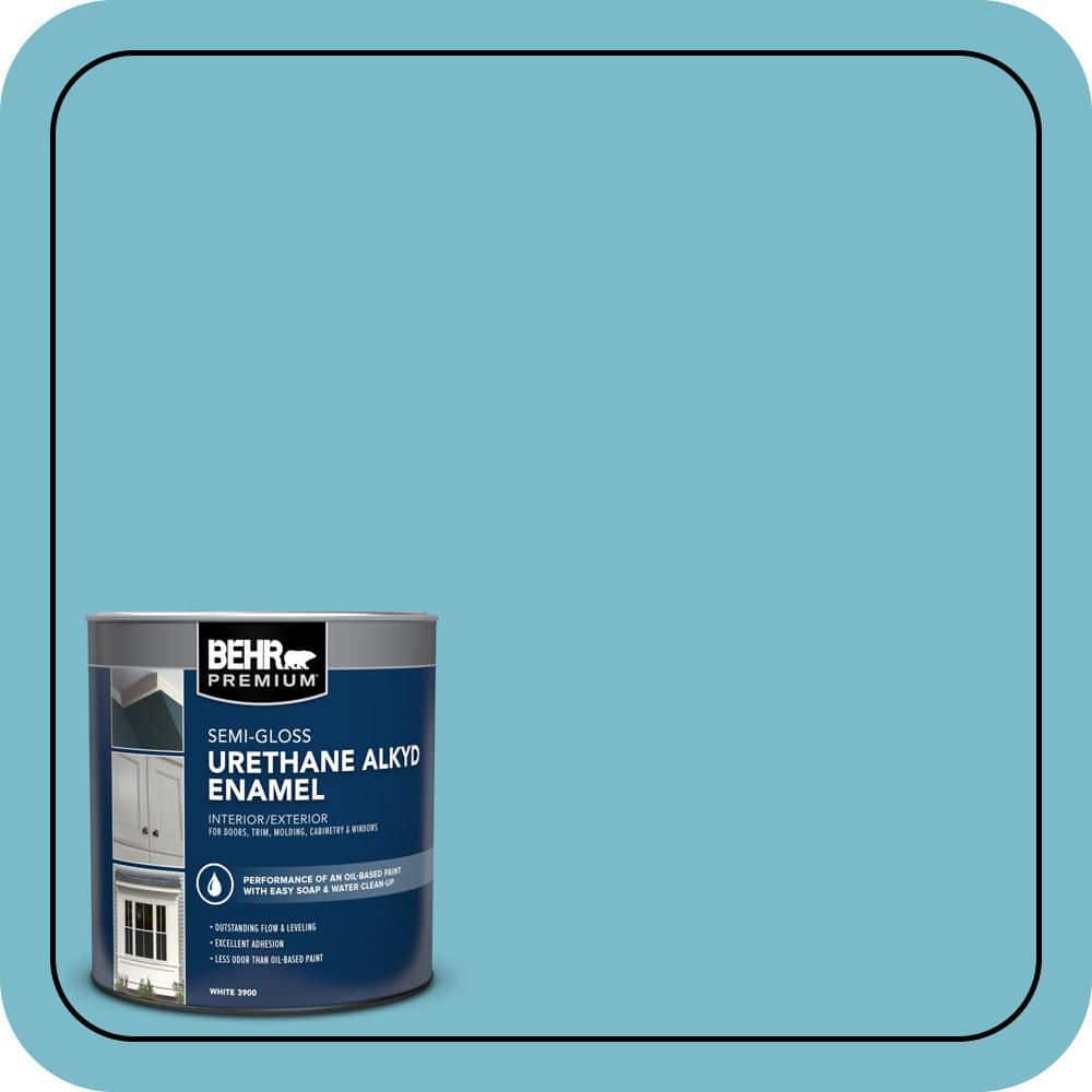 BEHR PREMIUM 1 qt. #M470-4 Azure Lake Semi-Gloss Enamel Urethane Alkyd Interior/Exterior Paint (1)