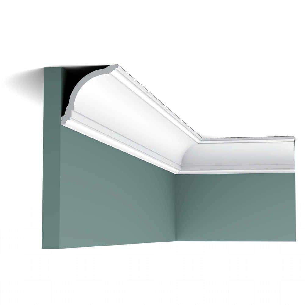 ORAC DECOR 3-1/8 in. x 3-1/8 in. x 78-3/4 in. Primed White Plain Polystyrene Crown Moulding (4-Pack) (3)