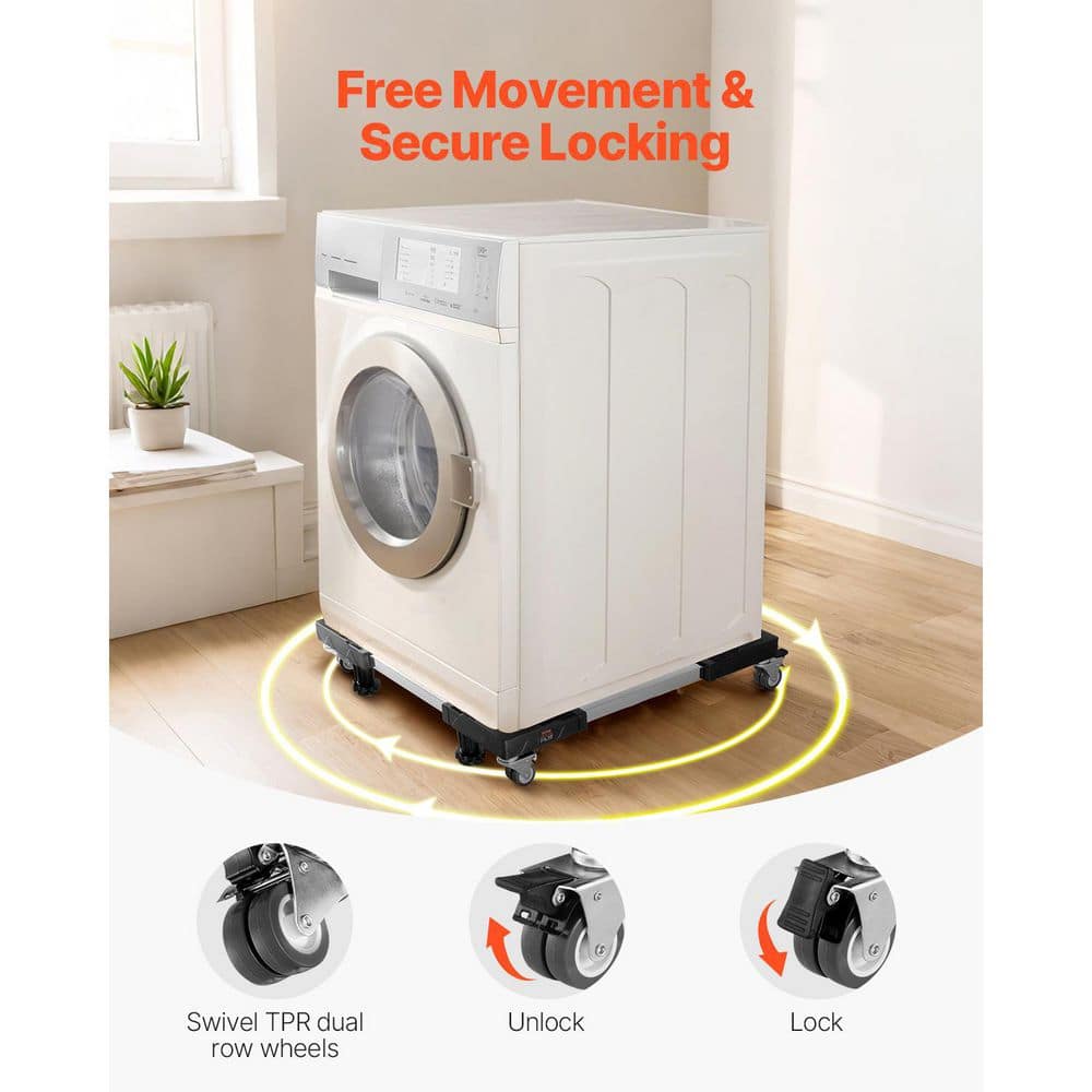 SVOPES Fridge Stand Mobile Base, 1100 lbs. Capacity, with Locking Wheels and Brakes, Adjustable for Washer, Refrigerator, Dryer (3)