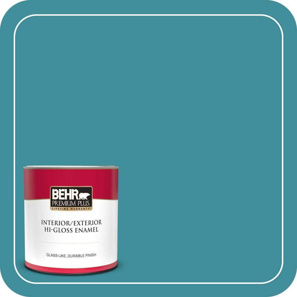 BEHR PREMIUM PLUS 1 qt. #MQ6-34 Prophetic Sea Hi-Gloss Enamel Interior/Exterior Paint & Primer (1)