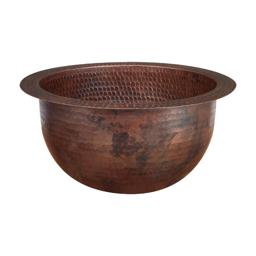 Premier Copper Products 10 in. Under Counter Round Hammered Copper Bathroom Sink in Oil Rubbed Bronze (1)