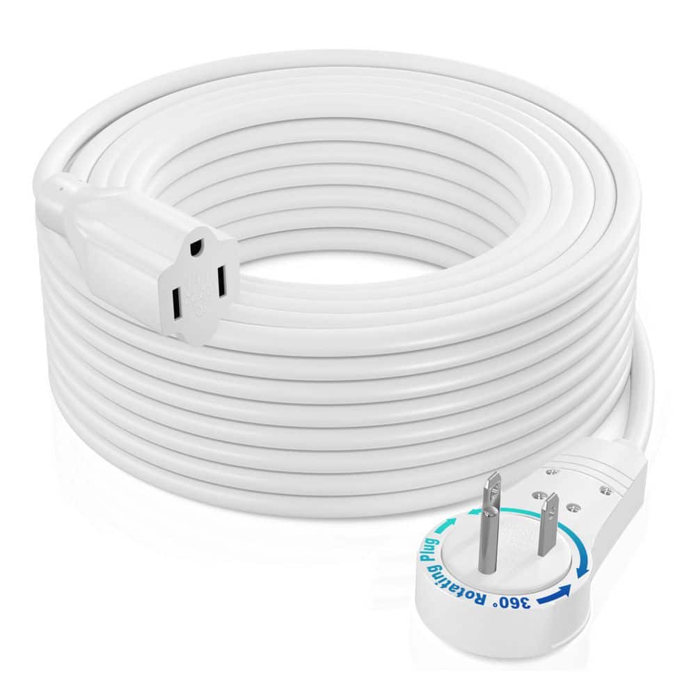 MAXIMM 50 ft. 16 / 3 Light Duty Indoor Extension Cord With 360° Rotating Flat Plug 13 Amp White (1)