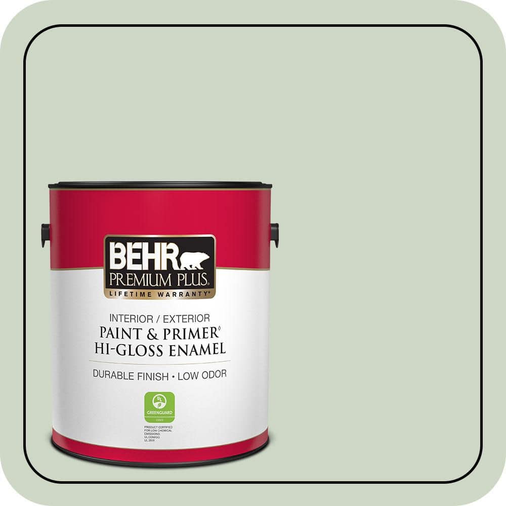 BEHR PREMIUM PLUS 1 gal. #S390-2 Spring Valley Hi-Gloss Enamel Interior/Exterior Paint & Primer