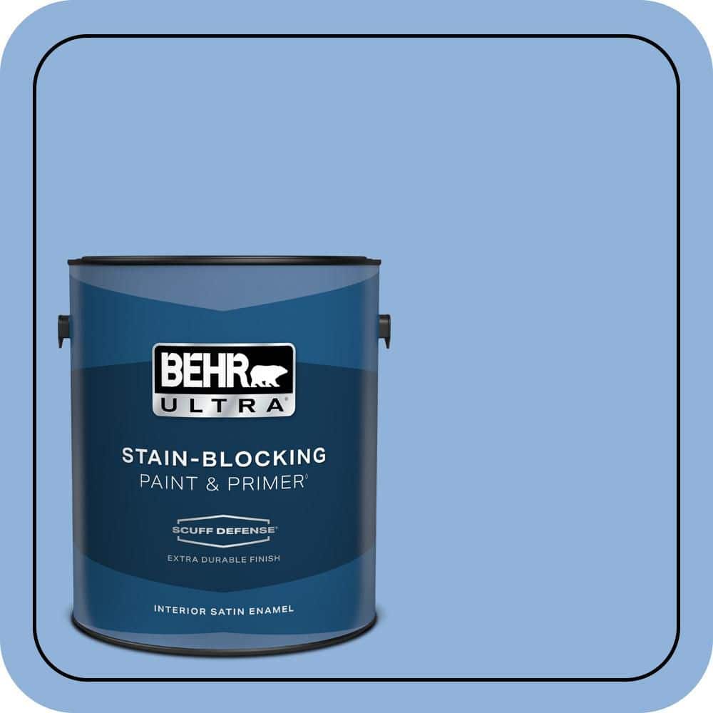 BEHR ULTRA 1 gal. #580B-5 Cornflower Blue Extra Durable Satin Enamel Interior Paint & Primer