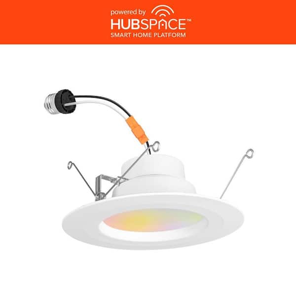 Commercial Electric 1-pack 5/6 in. Smart Adjustable CCT and RGB Integrated LED Recessed Light Trim with Night Light Powered by Hubspace