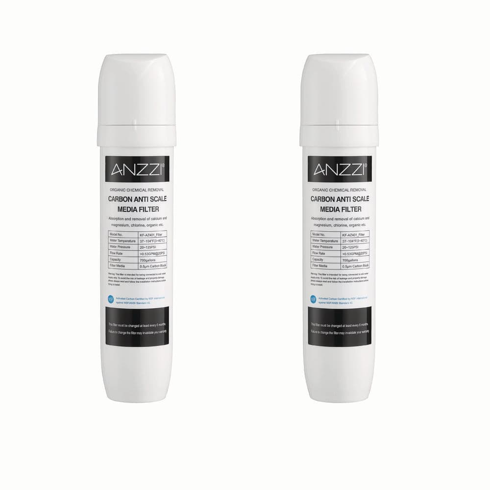 ANZZI Universal-Fit Instant Hot Water Dispenser Under-Sink 6-Month Standard Water Filter Cartridge Replacement (2-Pack) (1)
