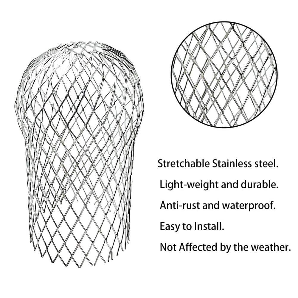 Angel Sar 3.5 in. Expandable Aluminium Filter Strainer Gutter Downspout Guard for Preventing Blockage Leaves Debri (8-Pack) (3)