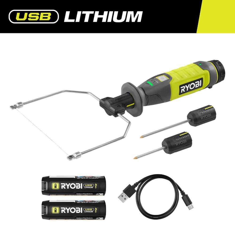 RYOBI USB Lithium Hot Wire Foam Cutter Kit with 2.0 Ah Battery, Charging Cable, and USB Lithium 2.0 Ah Battery