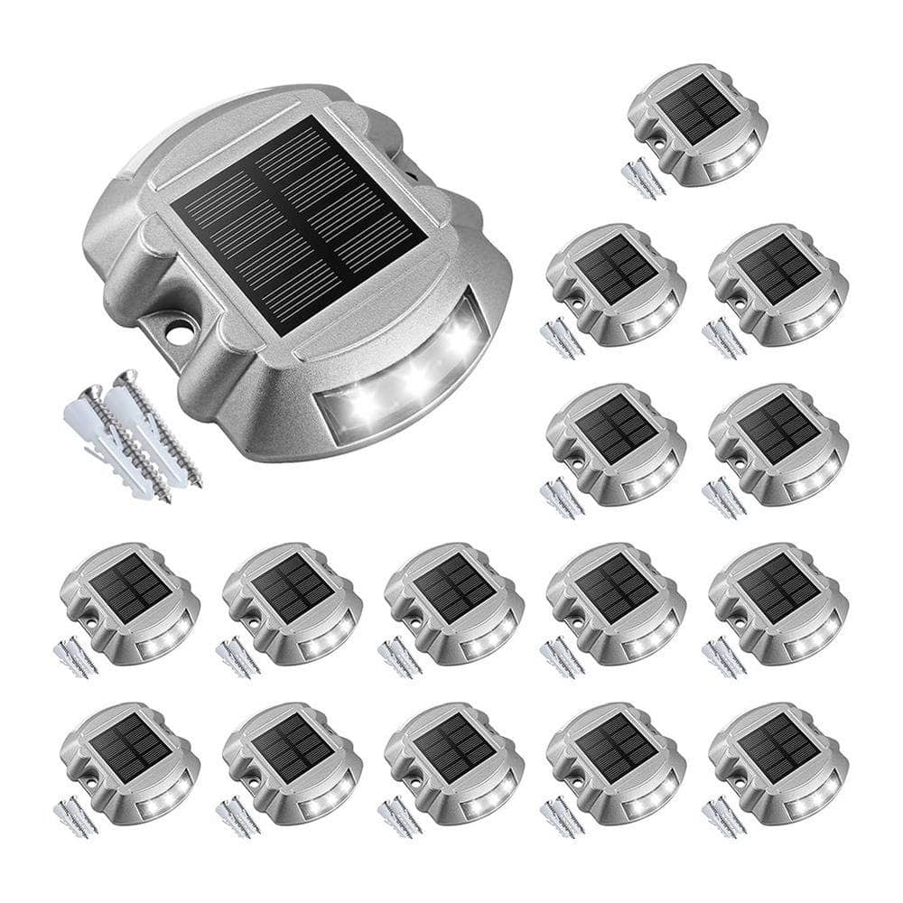 Afoxsos Solar Deck Lights White LED IP67 Waterproof Outdoor Step Lights for Driveway Sidewalk Garden Pathway Yard (16-Pack) (1)