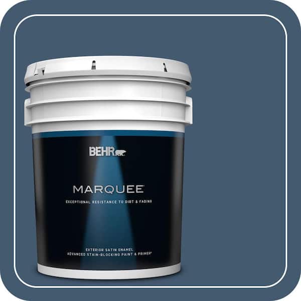 BEHR MARQUEE 5 gal. #S500-7 Infinite Deep Sea Satin Enamel Exterior Paint & Primer (2)