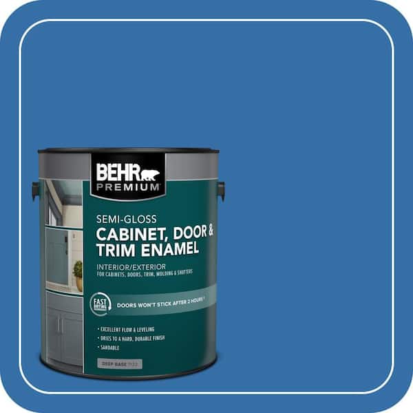 BEHR PREMIUM 1 gal. #P520-6 Mega Blue Semi-Gloss Enamel Interior/Exterior Cabinet, Door & Trim Paint (2)