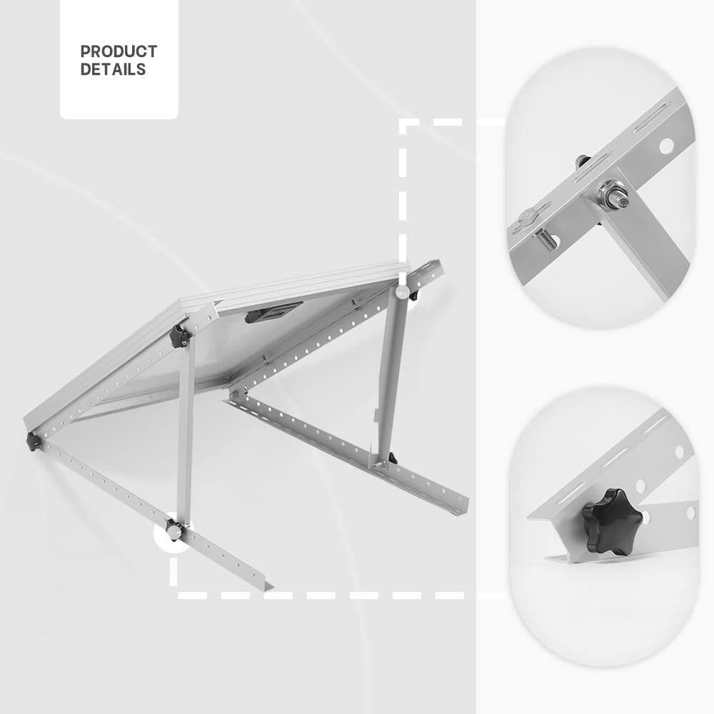 Yichuhaoxi 22 in. Solar Panel Support Tilt Mount Brackets White with Screws for Wall, RV Roof, Adjustable Aluminum Metal 1-Pack (3)