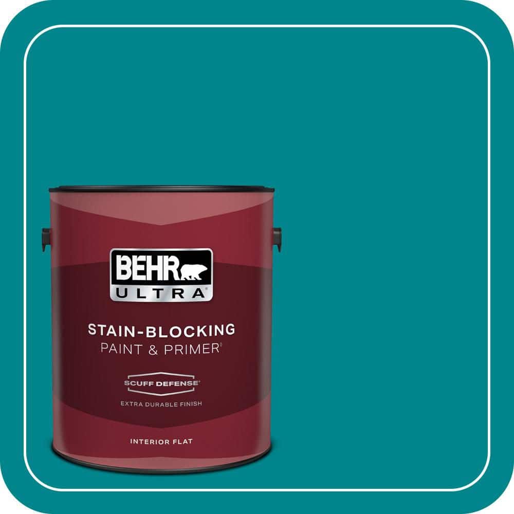 BEHR ULTRA 1 gal. #500B-7 Tucson Teal Extra Durable Flat Interior Paint & Primer (1)