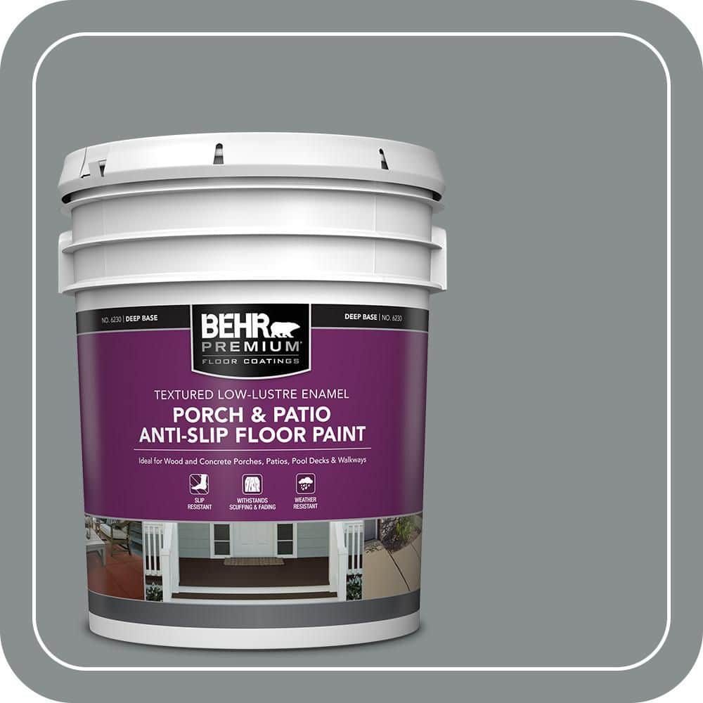 BEHR PREMIUM 5 gal. #PFC-47 Raw Steel Textured Low-Lustre Enamel Interior/Exterior Porch and Patio Anti-Slip Floor Paint