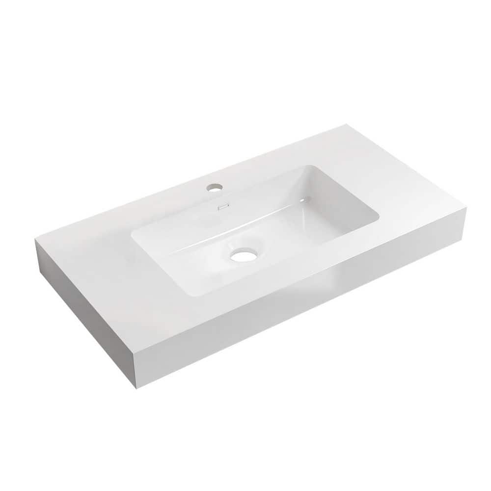 Satico 35.8 in. Drop-In Bathroom Sink in White Solid Surface Vanity Top (1)