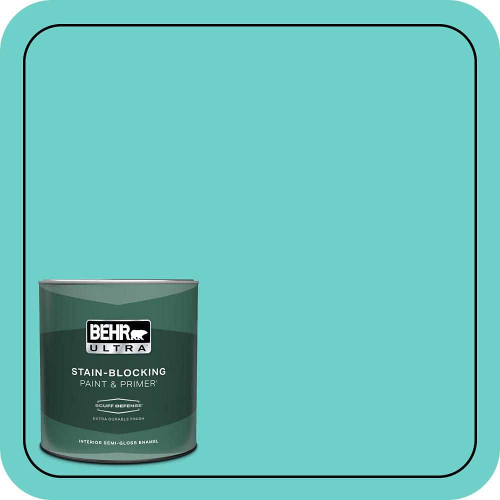 BEHR ULTRA 1 qt. #P450-4 Hidden Sea Glass Extra Durable Semi-Gloss Enamel Interior Paint & Primer