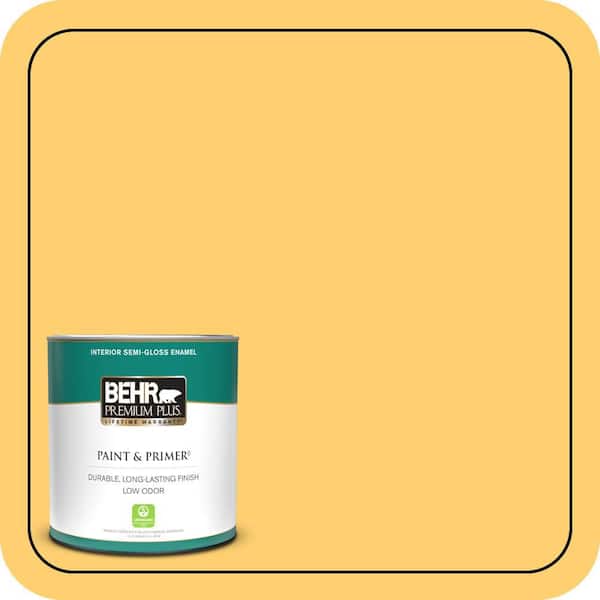 BEHR PREMIUM PLUS #320B-6 Mellow Yellow Flat Interior/Exterior Paint & Primer Color Sample (3)