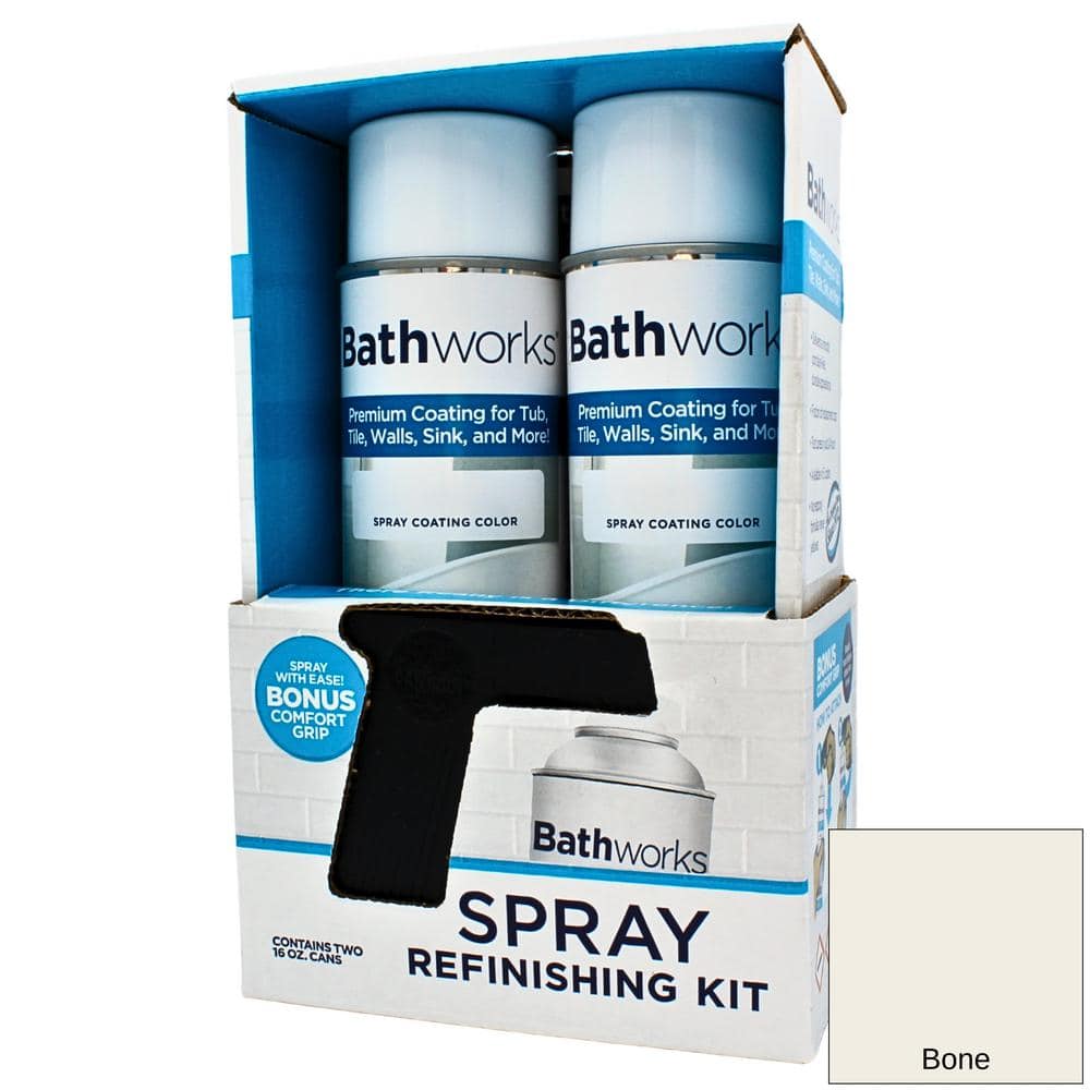 BATHWORKS 32 oz. Tub and Tile Refinishing Kit - 2 Spray Cans, Bone