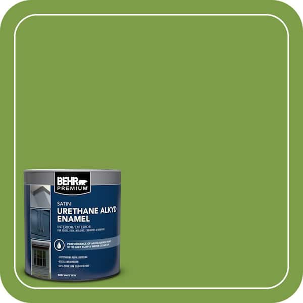 BEHR PREMIUM 1 qt. #420B-7 Pepper Grass Satin Enamel Urethane Alkyd Interior/Exterior Paint (2)