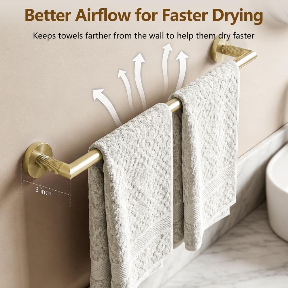 BWE 5-Piece Bath Hardware with Towel Bar Towel rack 2-Towel hook And Toilet Paper Holder Set (3)