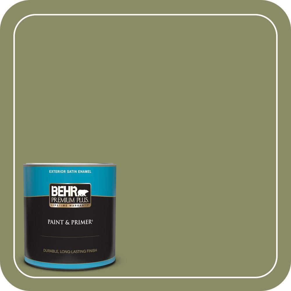 BEHR PREMIUM PLUS 1 qt. #S360-5 Yogi Satin Enamel Exterior Paint & Primer