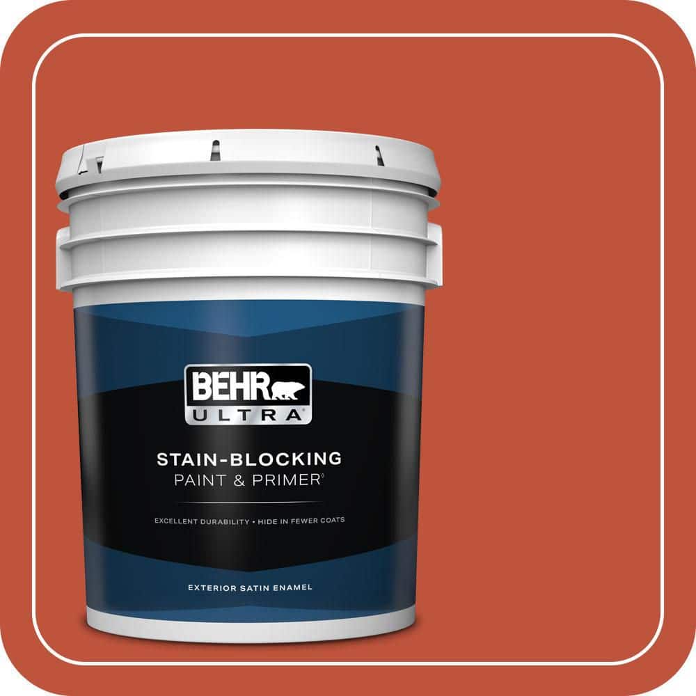 BEHR ULTRA 5 gal. #S-G-200 Glowing Firelight Satin Enamel Exterior Paint & Primer