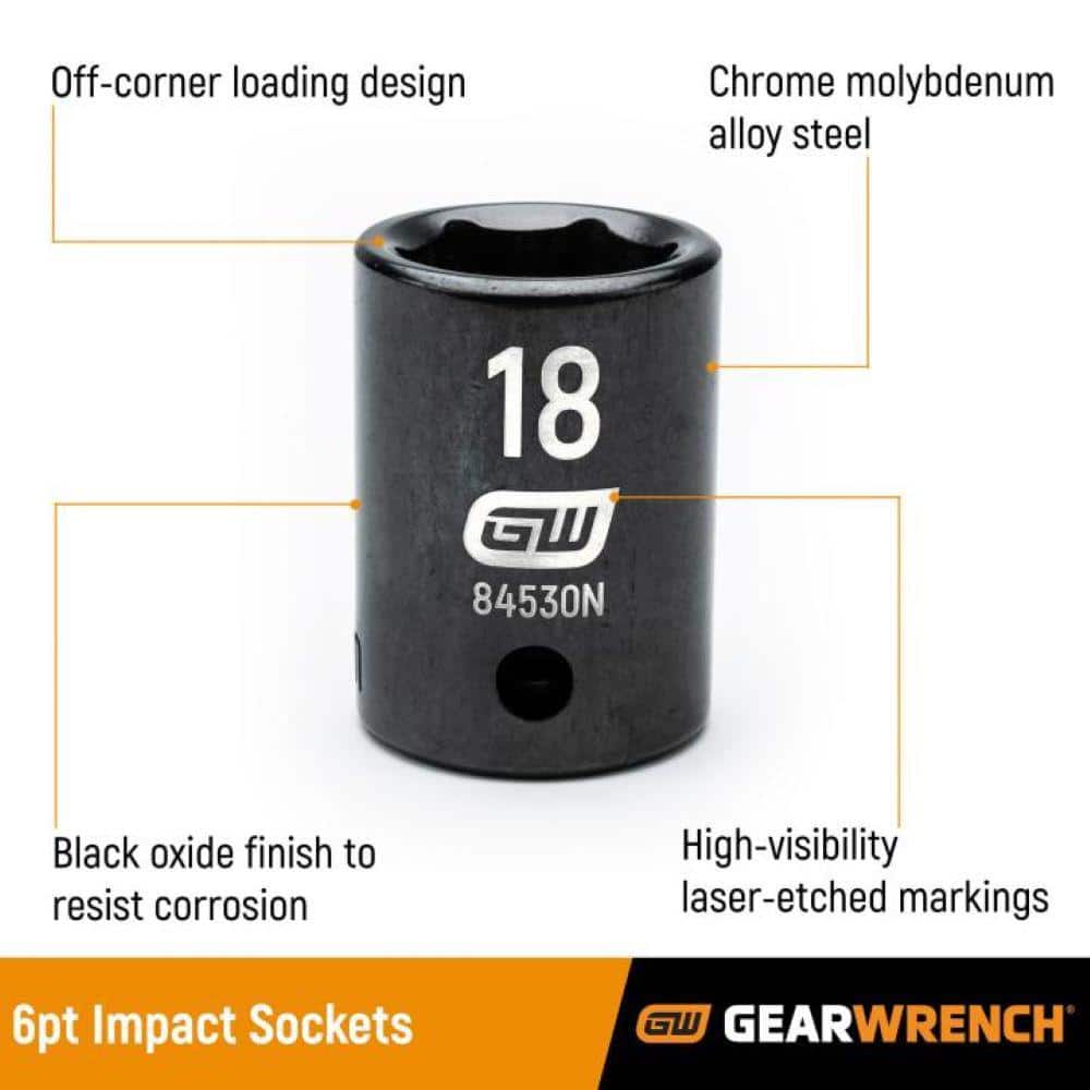 GEARWRENCH 1/2 in. Drive 6 Point Standard Impact SAE Socket Set (19-Piece) (2)