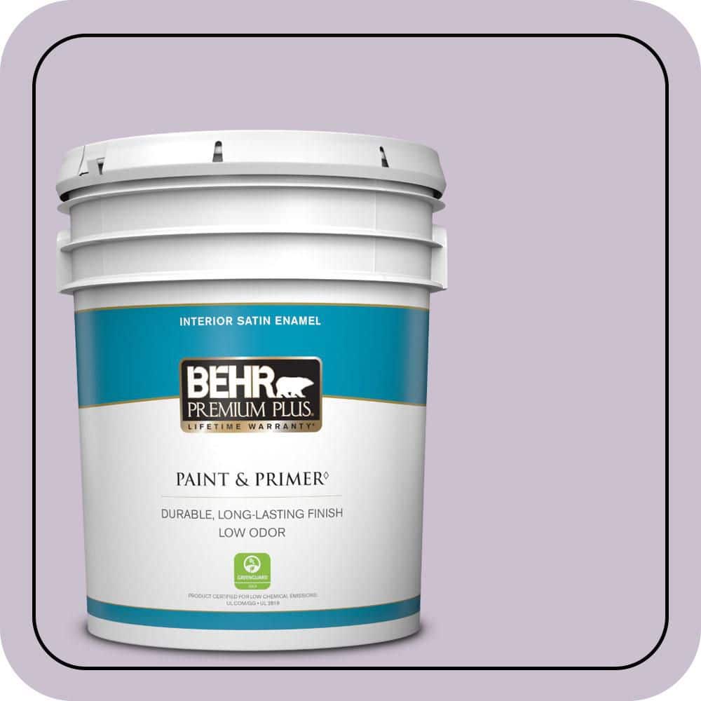 BEHR PREMIUM PLUS 5 gal. #S100-2 Romantic Poetry Satin Enamel Low Odor Interior Paint & Primer