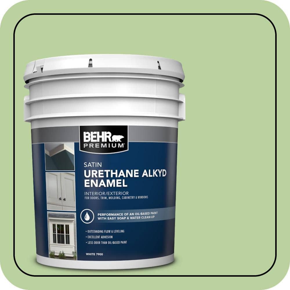 BEHR PREMIUM 5 gal. #P380-4 Four Leaf Clover Urethane Alkyd Satin Enamel Interior/Exterior Paint