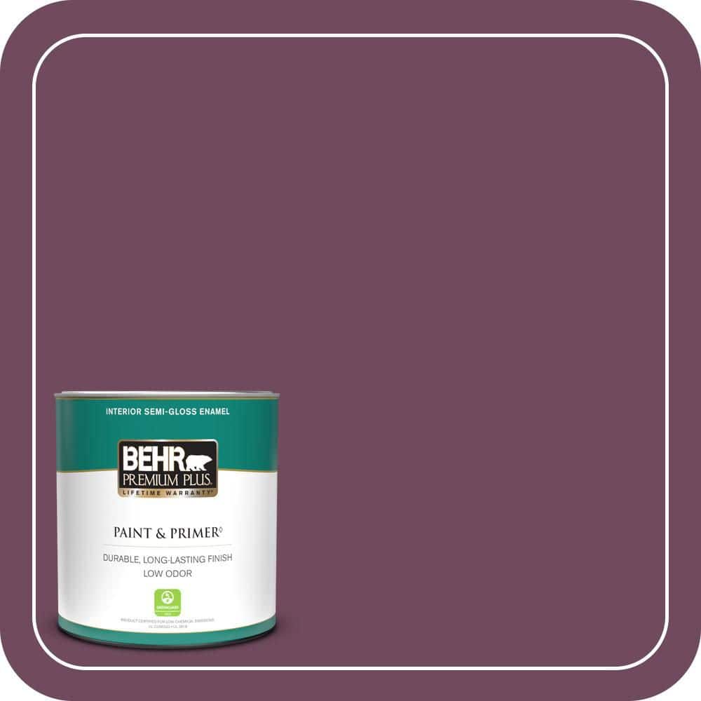 BEHR PREMIUM PLUS 1 qt. #MQ1-39 Prussian Plum Semi-Gloss Enamel Low Odor Interior Paint & Primer