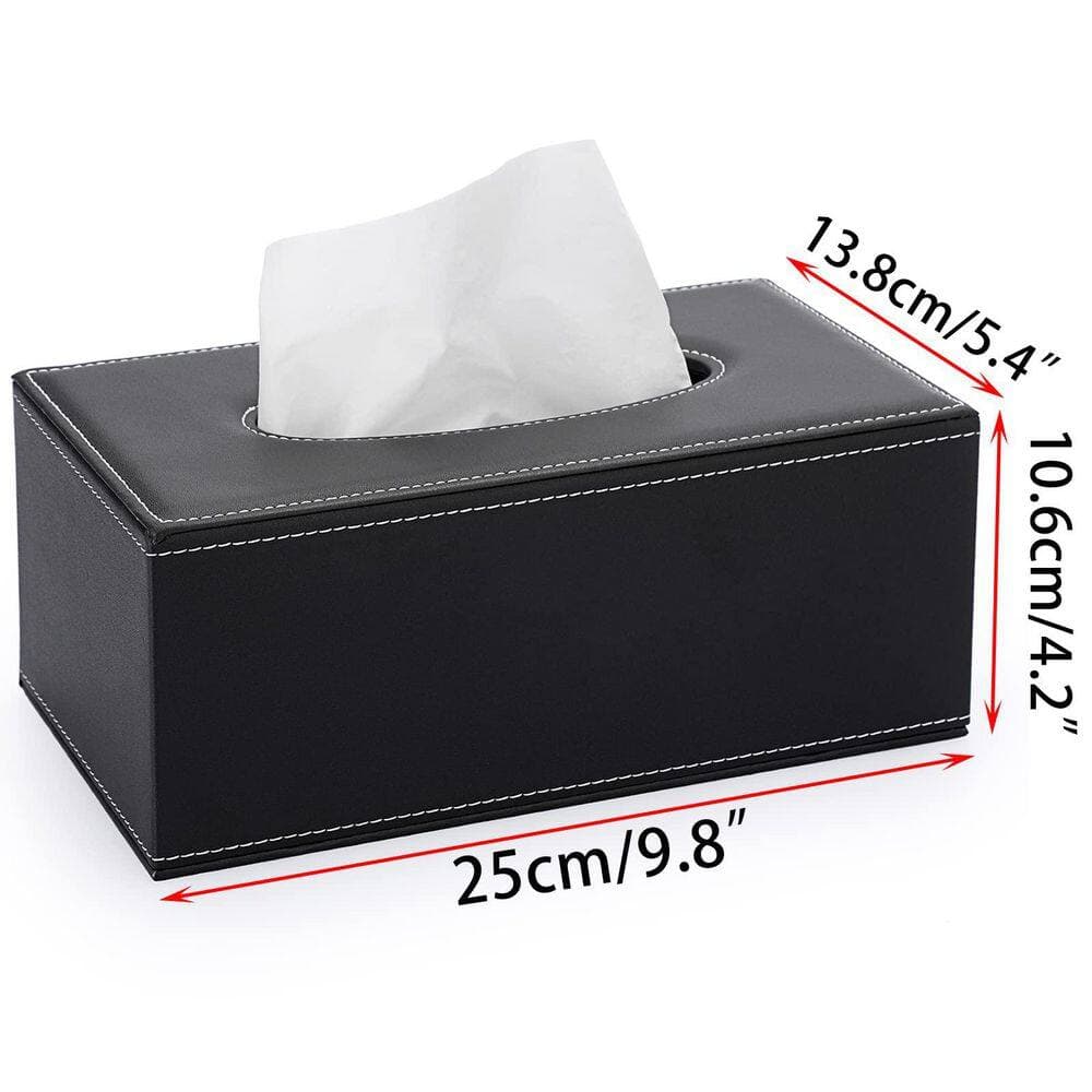 Numhew Rectangle Linen Tissue Box Cover with Magnetic Bottom in Black for Bathroom Toilet Bedroom Living Room Table Desk (2)