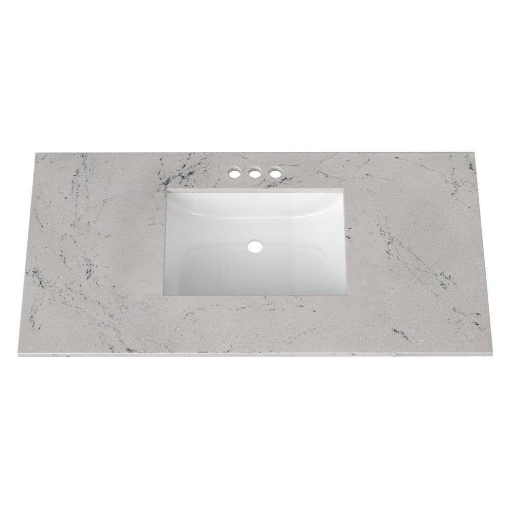 J Collection 43 in. W 22 in. D Cultured Marble Rectangular Undermount Single Basin Vanity Top (4)