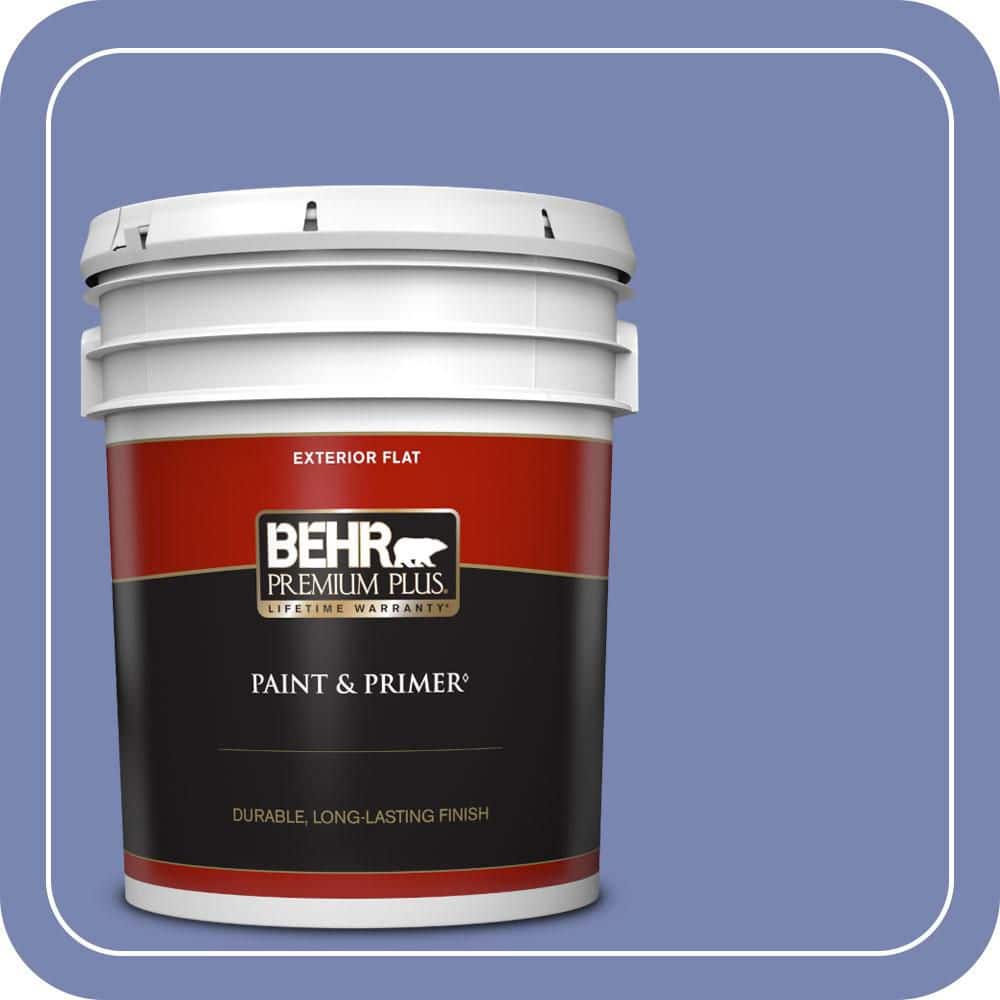 BEHR PREMIUM PLUS 5 gal. #610B-5 Corsican Purple Flat Exterior Paint & Primer