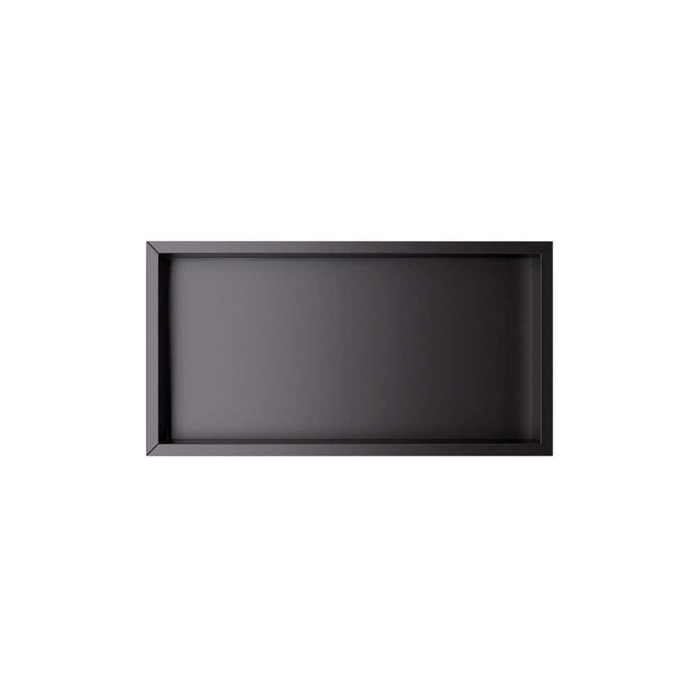 Peorsily 14 in. W x 12 in. H x 4 in. D Waterproof Recessed Shower Niche Space-Saving Storage Shelf in Matte Black, No Tile Needed