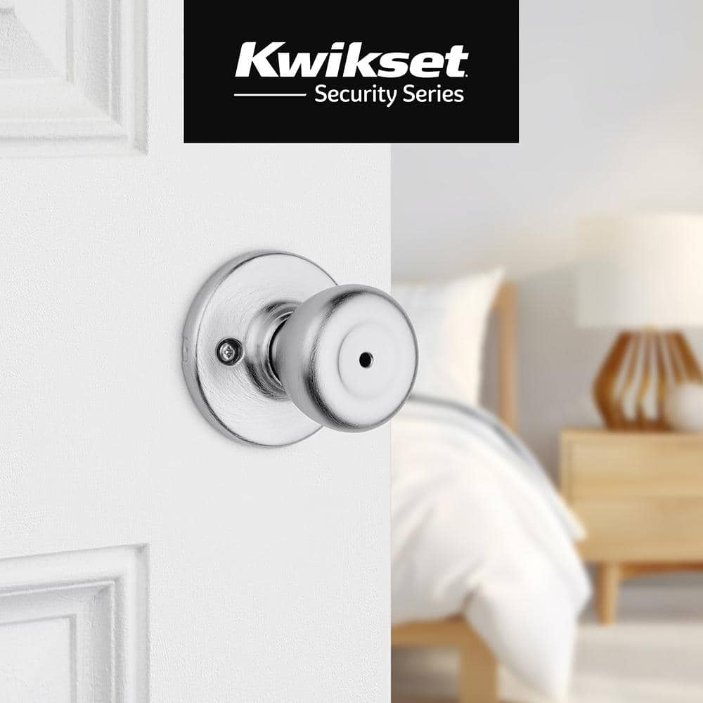 Kwikset Tylo Satin Chrome Bed/Bath Door Knob with Lock (2)