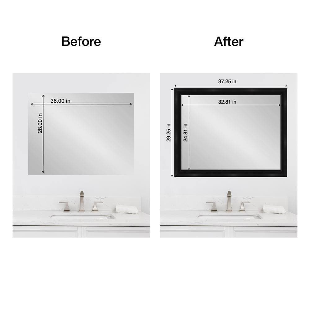 Amanti Art Mirror Makeover Grand Black Narrow 29.25 in. W x 37.25 in. H Bathroom Mirror Frame Border Kit-Fits a 28 x 36 Mirror (2)