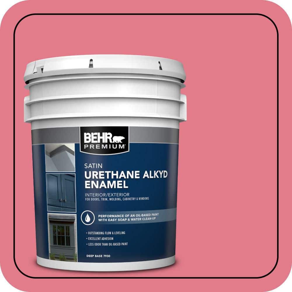 BEHR PREMIUM 5 gal. #P150-4 Hot Gossip Urethane Alkyd Satin Enamel Interior/Exterior Paint