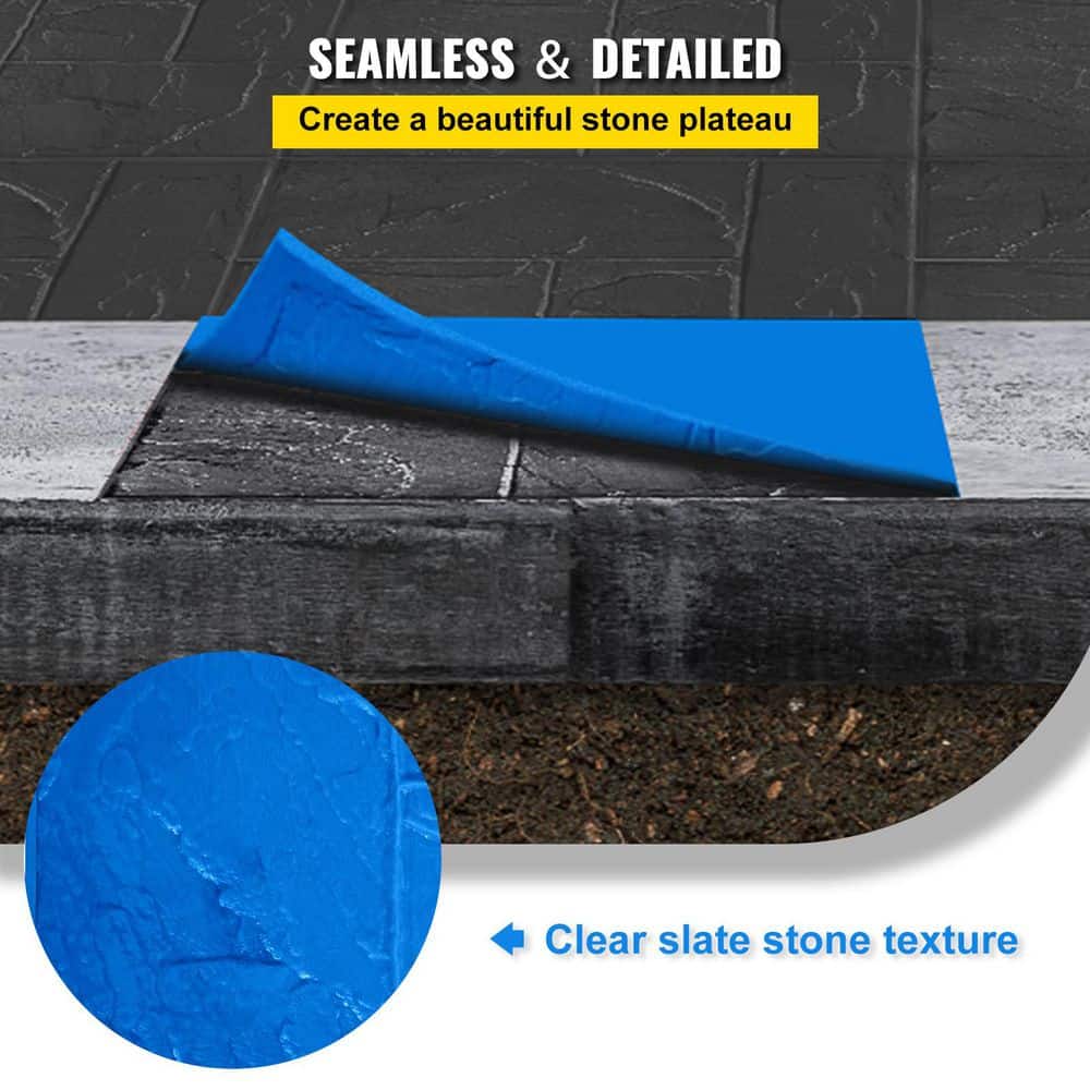 SVOPES Concrete Texturing Skin, 24x24 in. Polyurethane Stamping Mats Set, Slate Concrete Stamps, 4 PCS Texture for Walls/Floors (3)