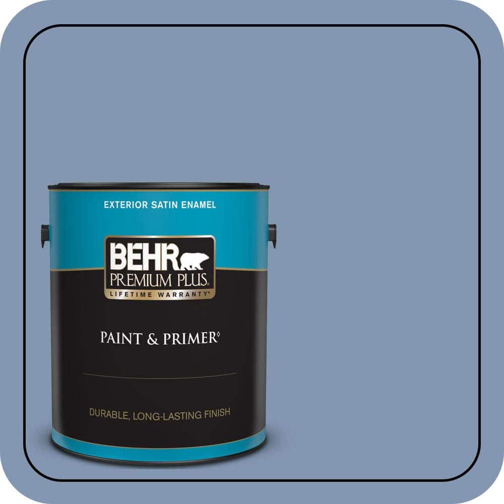 BEHR PREMIUM PLUS 1 gal. #S530-4 Jet Set Satin Enamel Exterior Paint & Primer