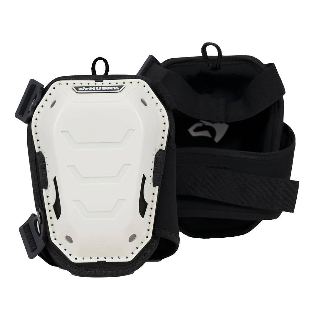 Husky White Foam Memory Foam Hard Cap Knee Pad with Adjustable Straps (4)