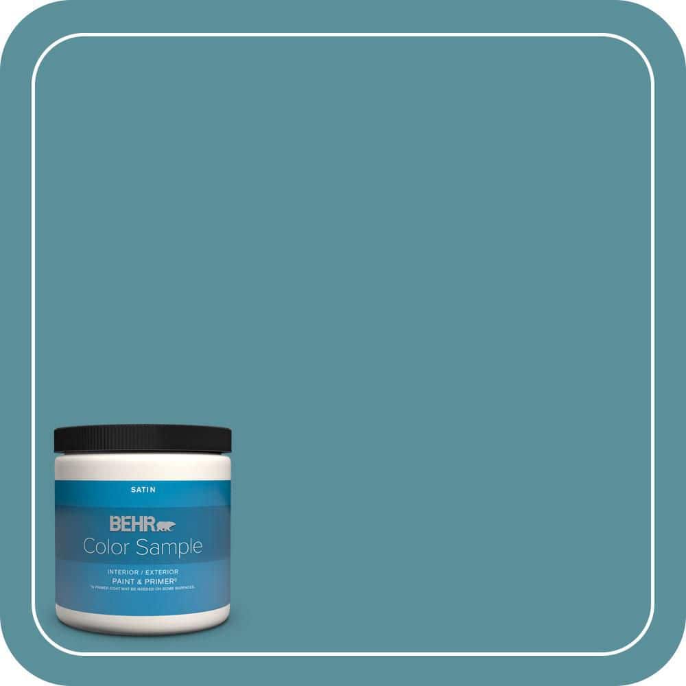 BEHR PREMIUM PLUS 8 oz. #520F-5 Harbor Satin Enamel Interior/Exterior Paint & Primer Color Sample